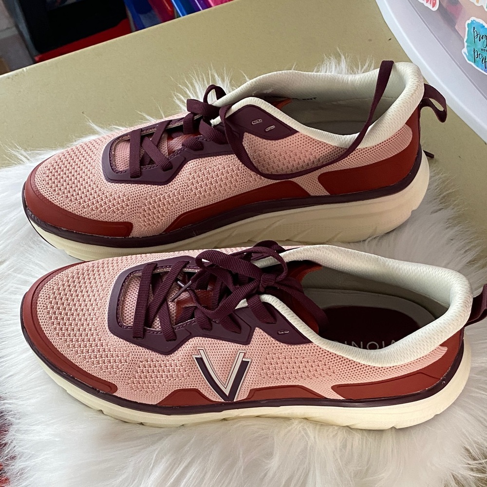 Vionic Pink and Burgundy Lace-Up Mesh Sneakers Size 10 1/2 wide